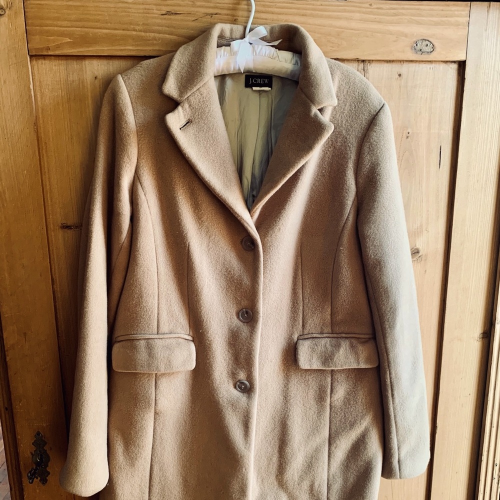 J crew long camel jacket size 10T